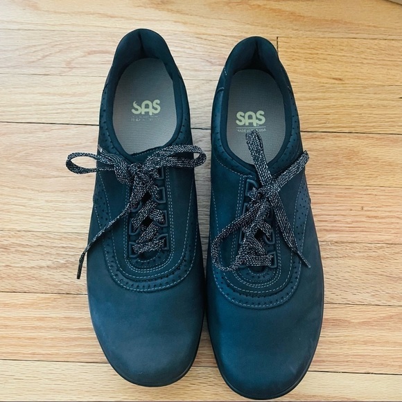 SAS WALKEASY BLACK NUBUCK SNEAKERS NERO SIZE 10M - Picture 1 of 8